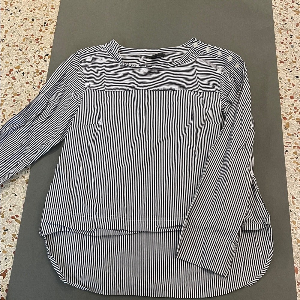 J. Crew Black and White Striped Blouse